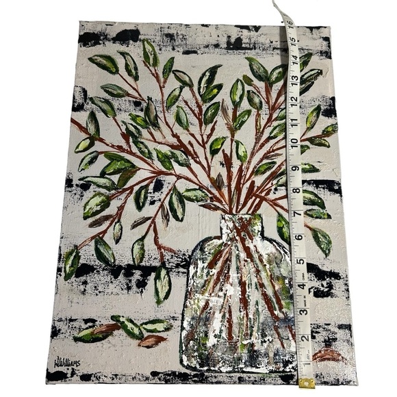 Original Artwork Acrylic’s On Canvas Small Leaf Stems 12" x 16" - Picture 14 of 16